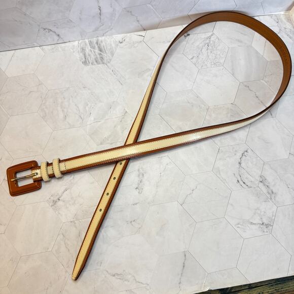 Lauren Ralph Lauren Leather Belt Womens Sz XL Two Tone Quiet Luxury Heritage EUC
